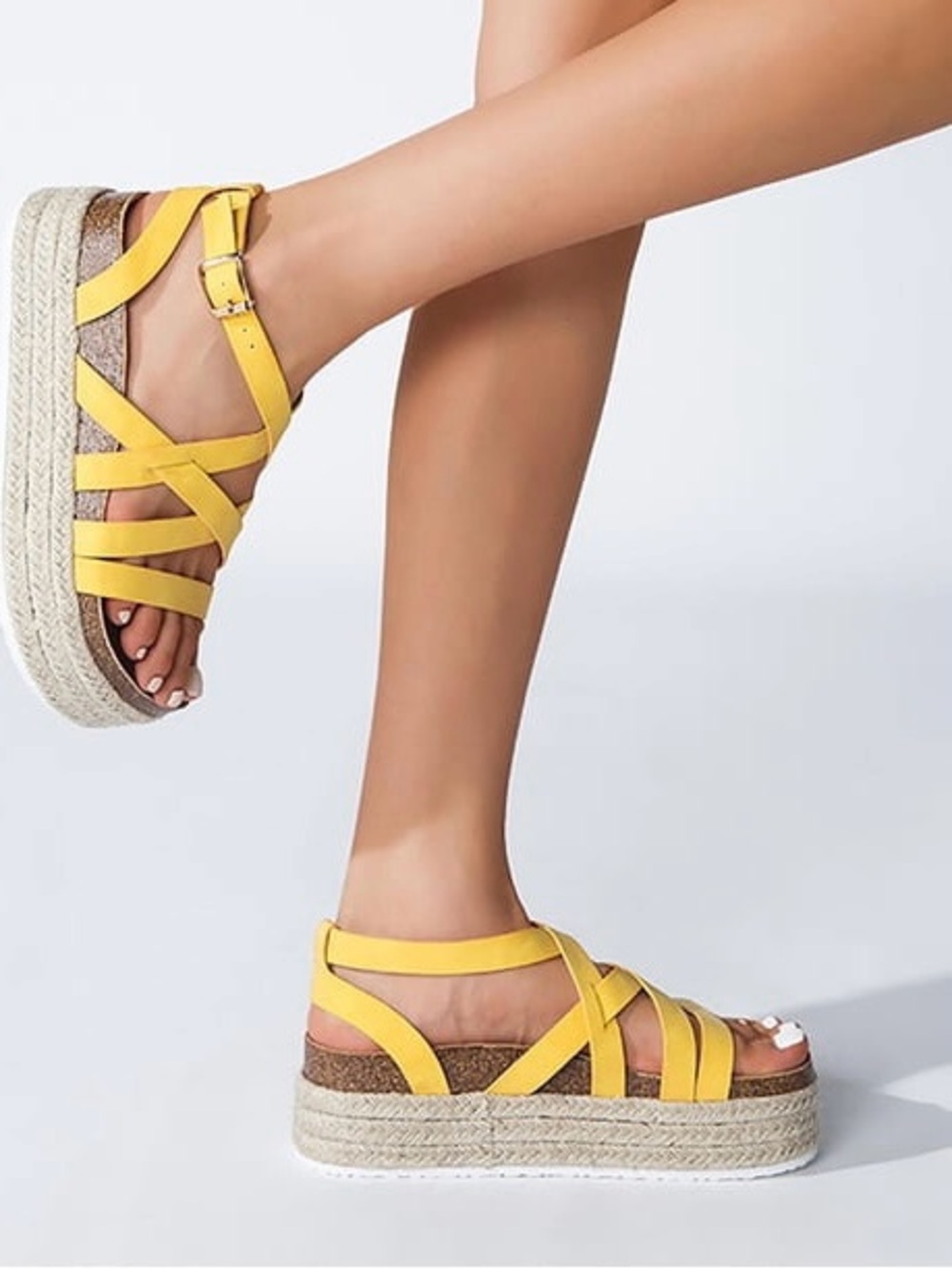 🌼New🌼 LAICIGO Women's Platform Espadrille Ankle Wrap Wedge Sandals  Size 11